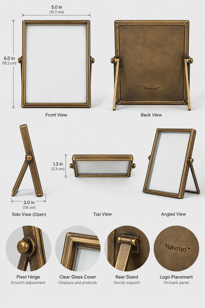 Navrqo™ Vintage Metal Desktop Frame structure and materials