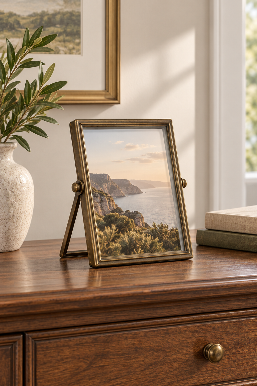 Navrqo™ Vintage Metal Desktop Frame setup and care