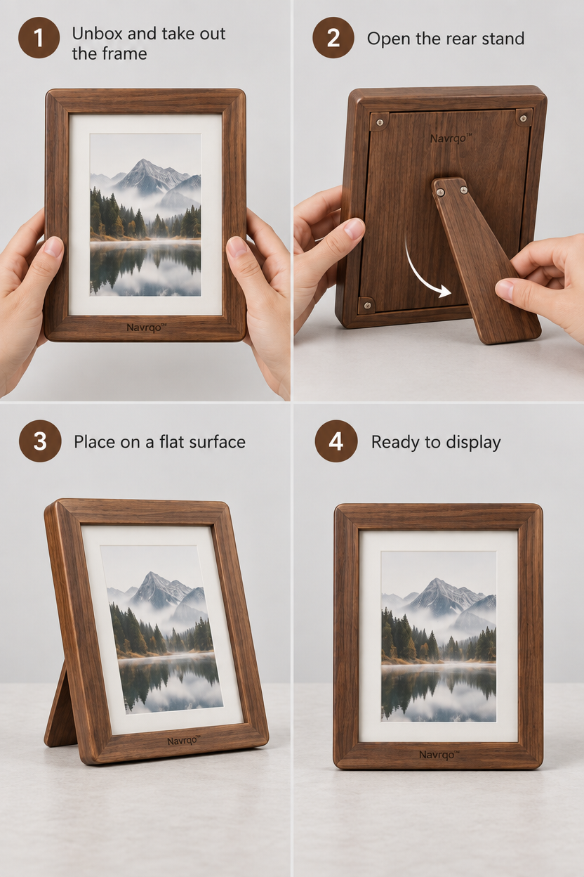 Navrqo™ Natural Wood Desktop Frame safe everyday use