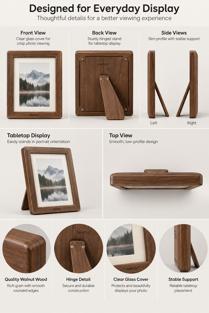 Navrqo™ Natural Wood Desktop Frame product details