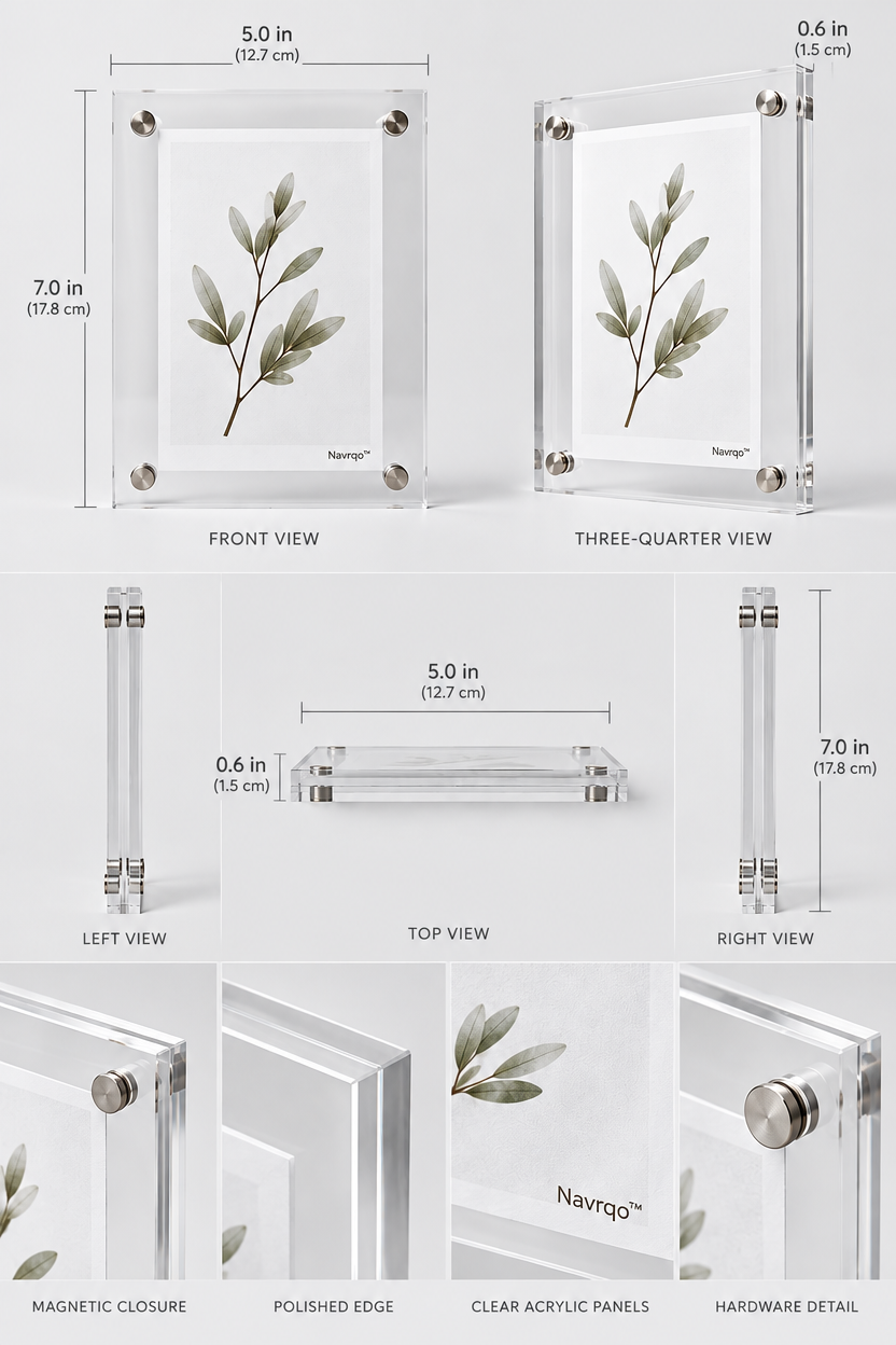 Navrqo™ Clear Floating Acrylic Frame structure and materials