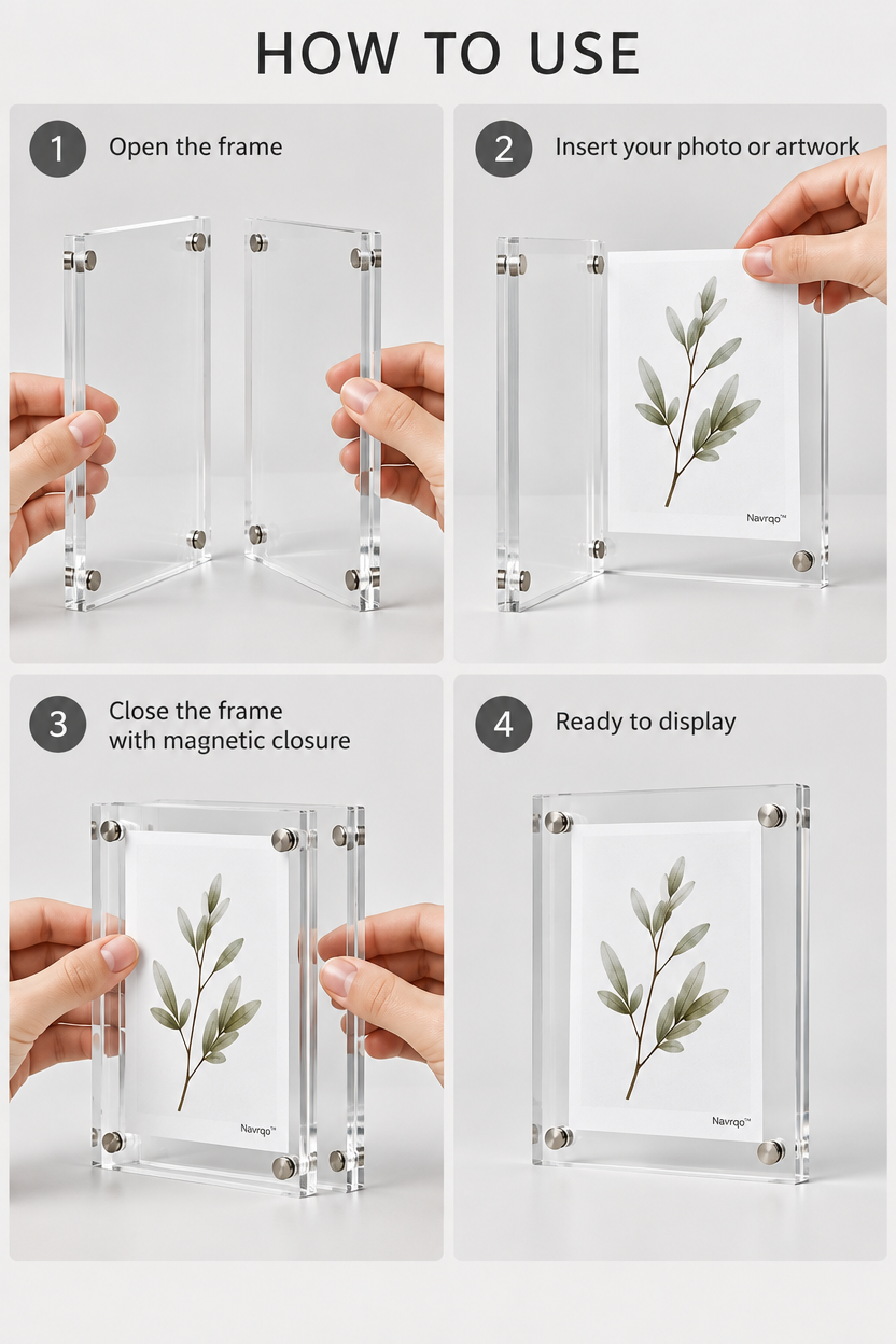 Navrqo™ Clear Floating Acrylic Frame safe everyday use
