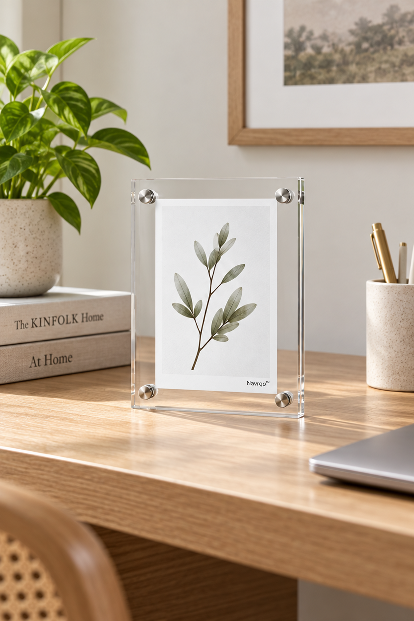 Navrqo™ Clear Floating Acrylic Frame setup and care