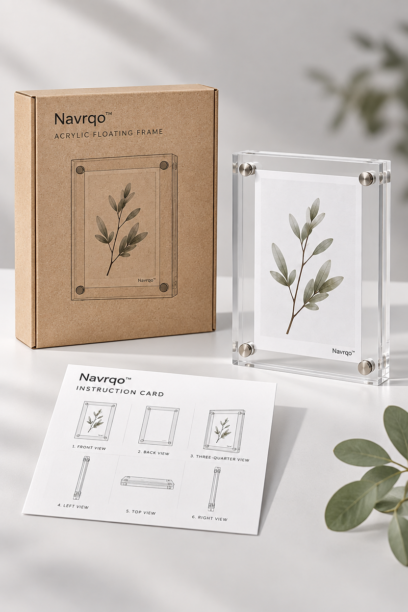 Navrqo™ Clear Floating Acrylic Frame care & safety