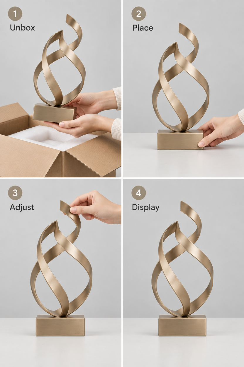 Navrqo™ Modern Metal Line Art Object setup and care