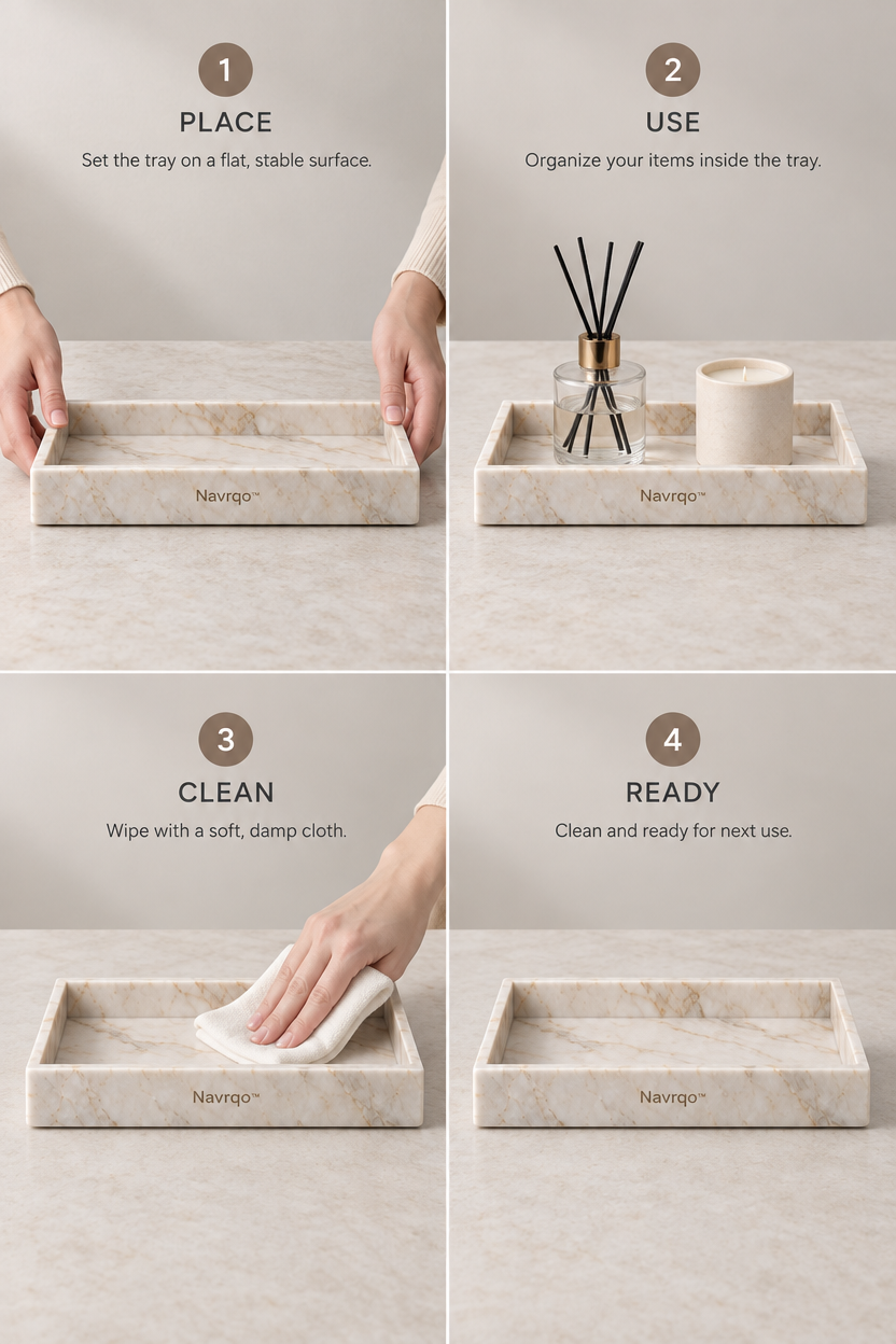 Navrqo™ Marble-Pattern Desktop Decorative Tray safe everyday use