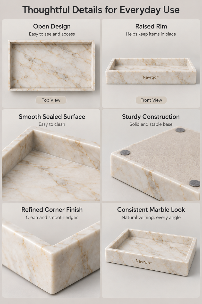 Navrqo™ Marble-Pattern Desktop Decorative Tray product details
