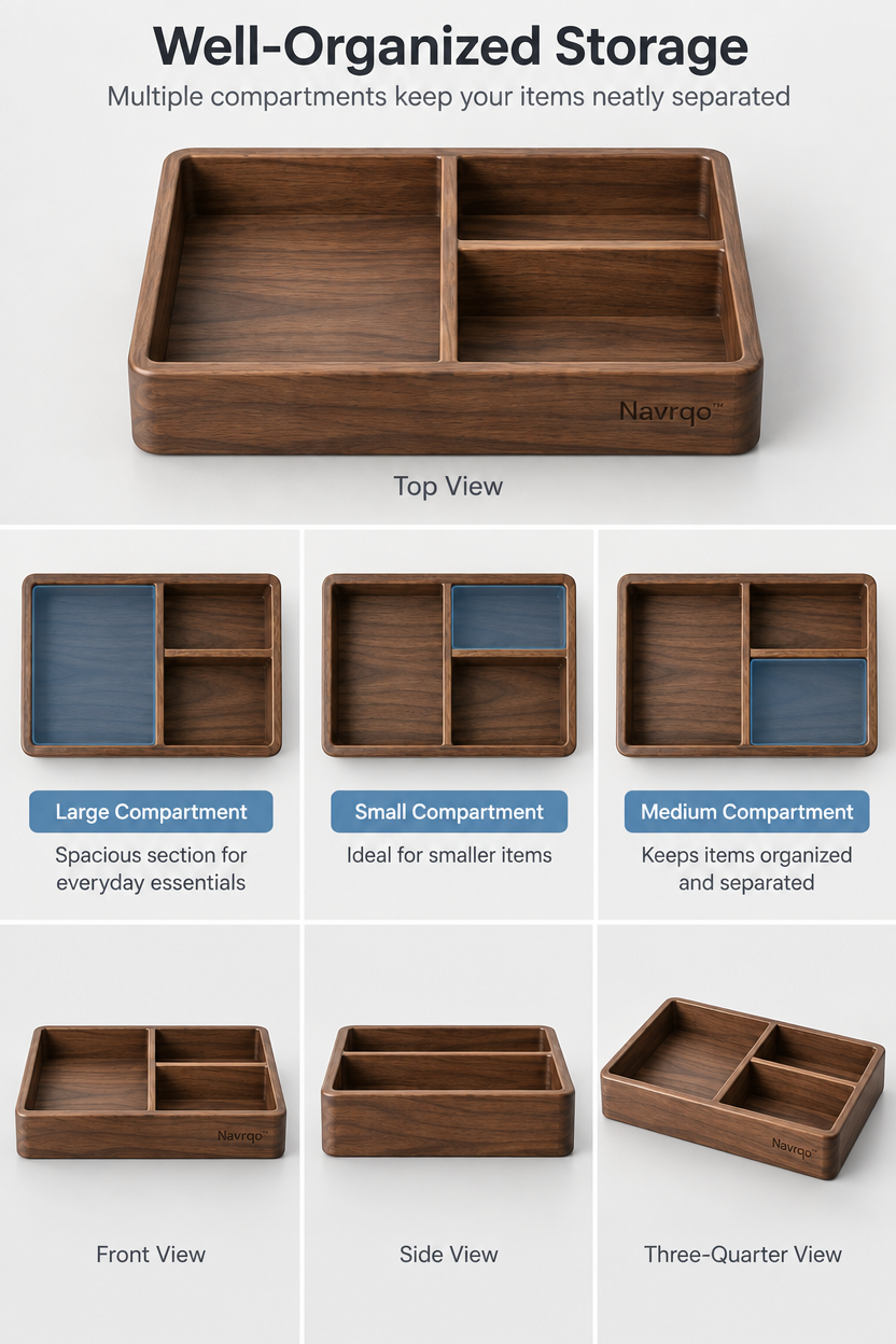 Navrqo™ Natural Wood Desktop Organizer Tray product details