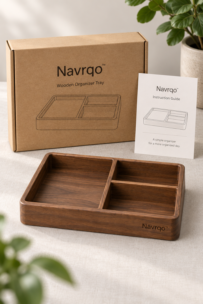 Navrqo™ Natural Wood Desktop Organizer Tray care & safety