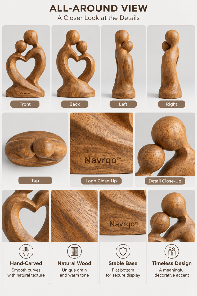Navrqo™ Natural Wood Carved Desktop Decor product details
