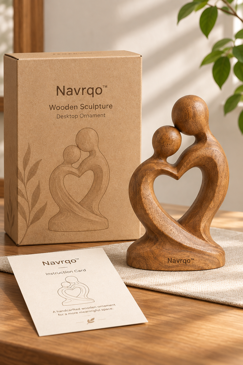 Navrqo™ Natural Wood Carved Desktop Decor care & safety